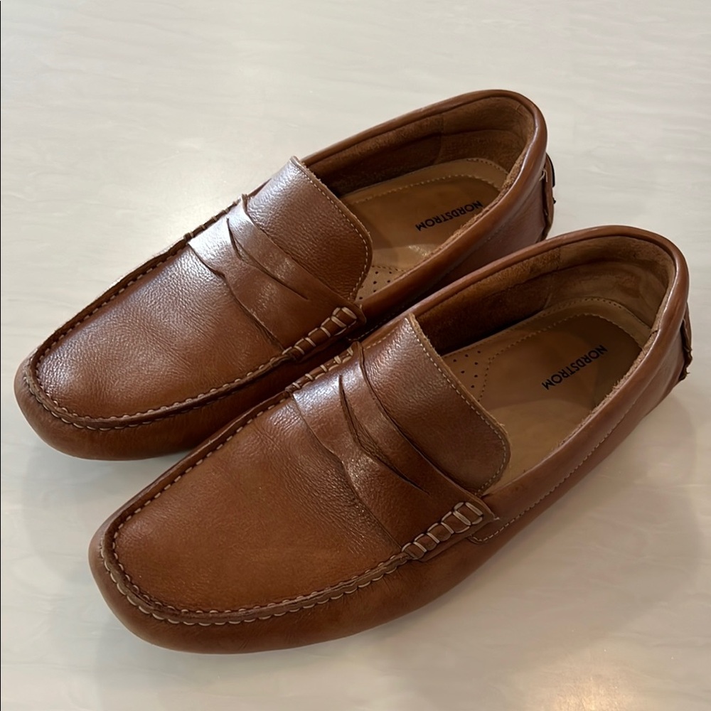 Nordstrom Brown Leather Loafers Moccasin Style